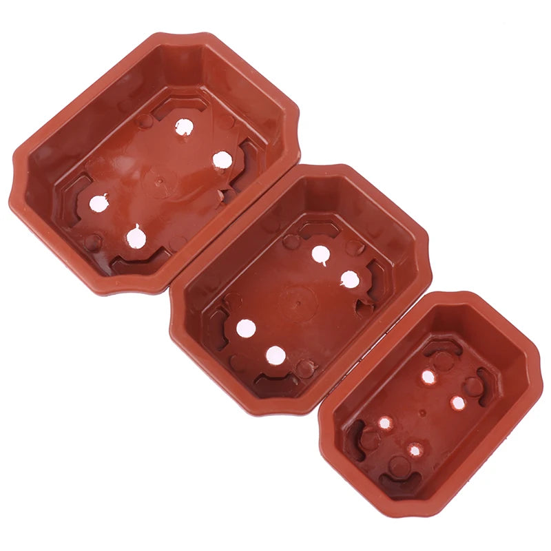 1pc Bonsai Pots Vintage Plastic Bonsai Plants Growing Pot Rectangular Classical Bonsai Pot Cactus Pot Flower Pot Gardening Pot