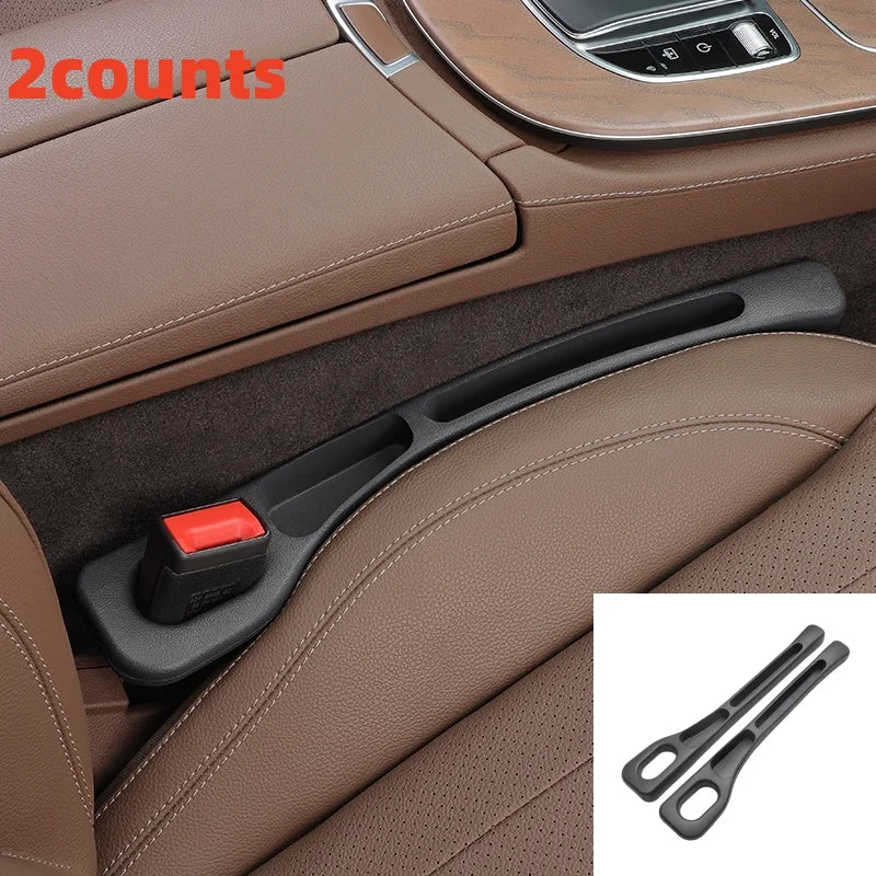 2pc Car Seat Gap Filler Organizer Pu Waterproof Car Seat Gap Plug Strip with 2 Grooves Seat Gap Storage Auto Interior Accessorie