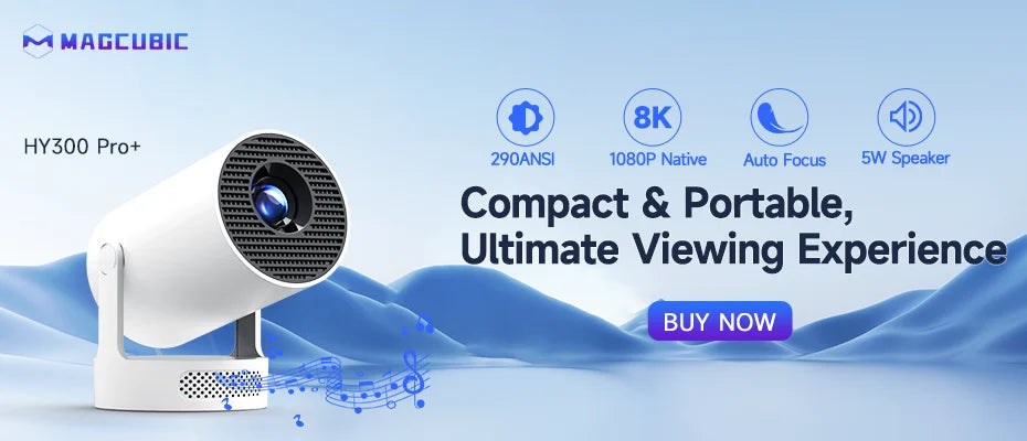 Magcubic Projector HY300 Pro 8K Android 14 Dual Wifi6 290ANSI Allwinner H726 BT5.0 1080P 1280*720P Home Cinema Outdoor Projetor