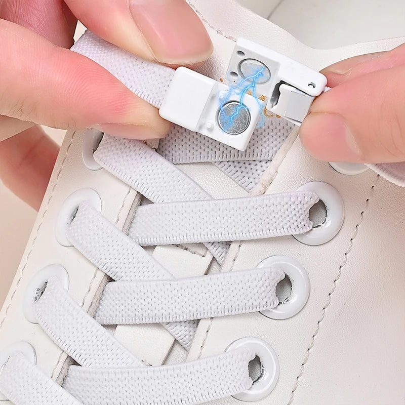 Magnetic Buckle No Tie Shoe Laces Elastic Shoelaces Without Ties Laces Sneaker Kids Adult Widened Flat Shoelace for Shoes