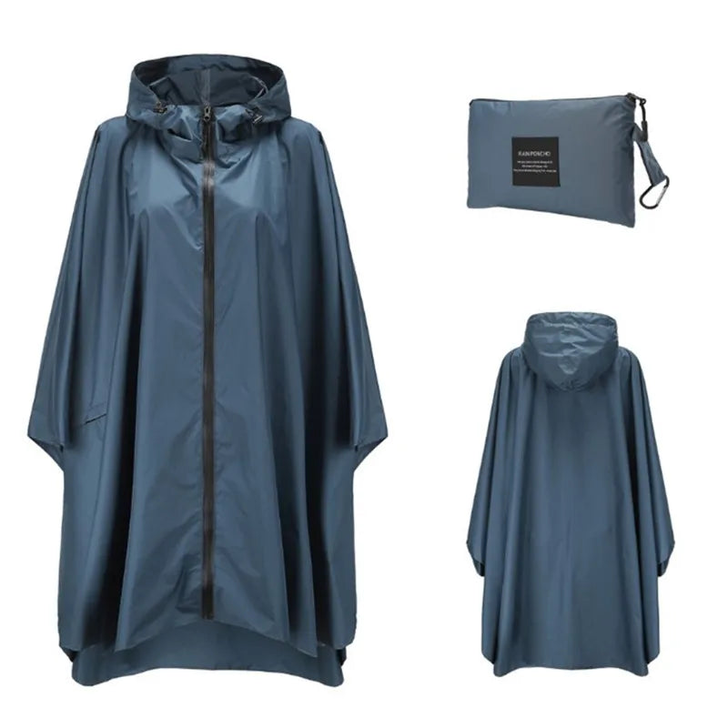 Women Men Poncho Raincoat Waterproof Tent Cover Wear Outdoors Hiking Biker Rain Coat Jacket Zip Cloak Trench