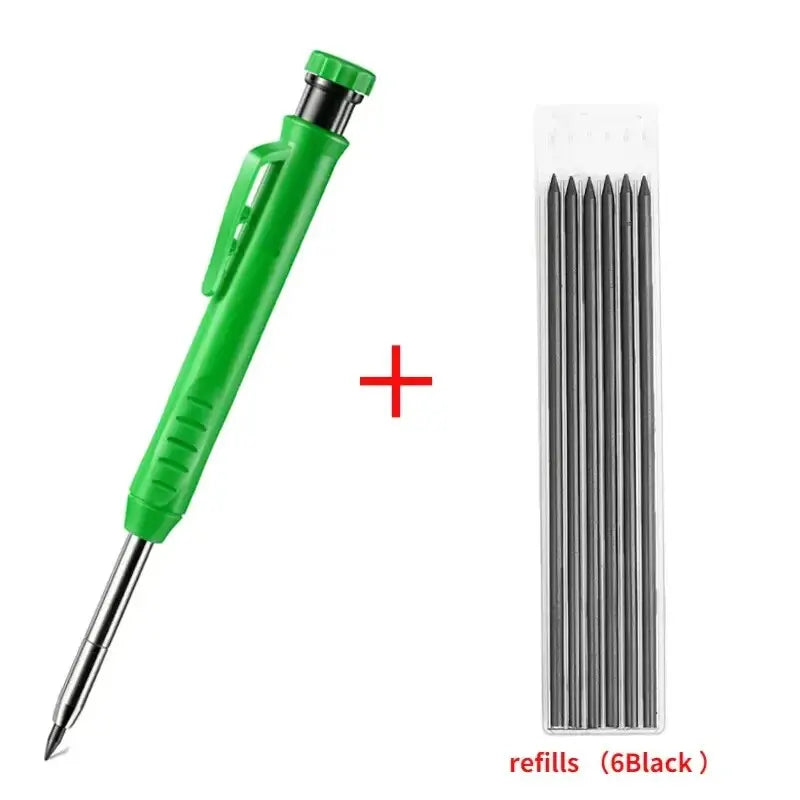 Solid Carpenter Pencil Set Woodworking Tools Mechanical Pencil 5 Colors Refill Construction Job Tools Carpentry Marking Scriber