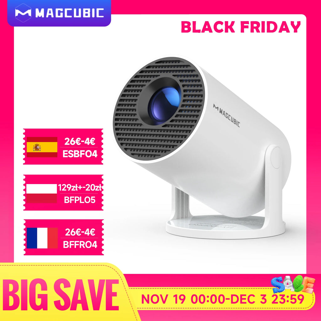 Magcubic Mini Projector Support 4K 720P with Dual Band WIFI6 5G Wireless Android 11 290 ANSI 180° Rotatable Video HY300 Pro