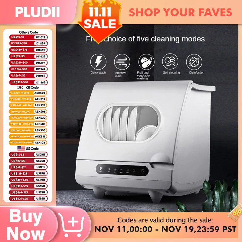 Household Automatic Dishwasher Installation Free Small Desktop Drying Integrated Anti-virus Sterilizing Intelligent Dish Washer