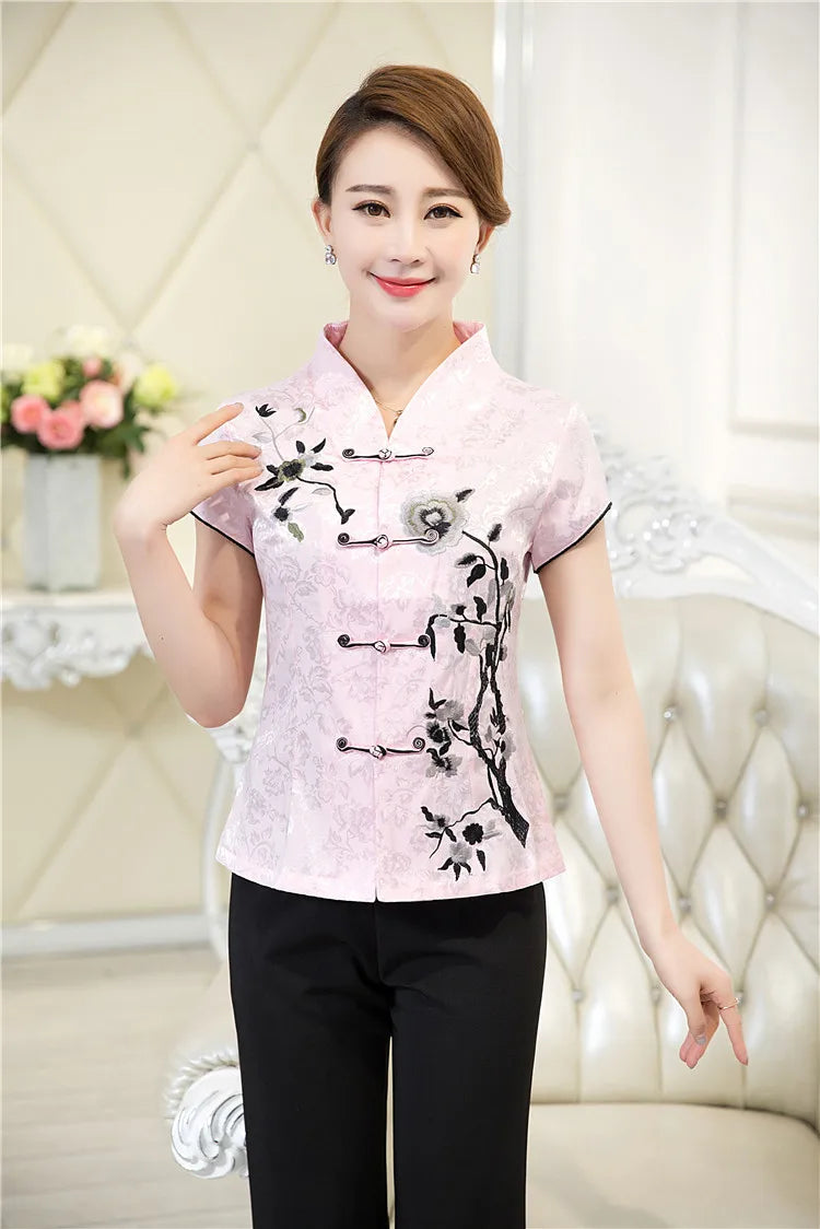 Traditional Chinese Clothing for Women Clothes Qipao Tops Cheongsam Hanfu Ethnic Style Vintage Casual Streetwear Summer