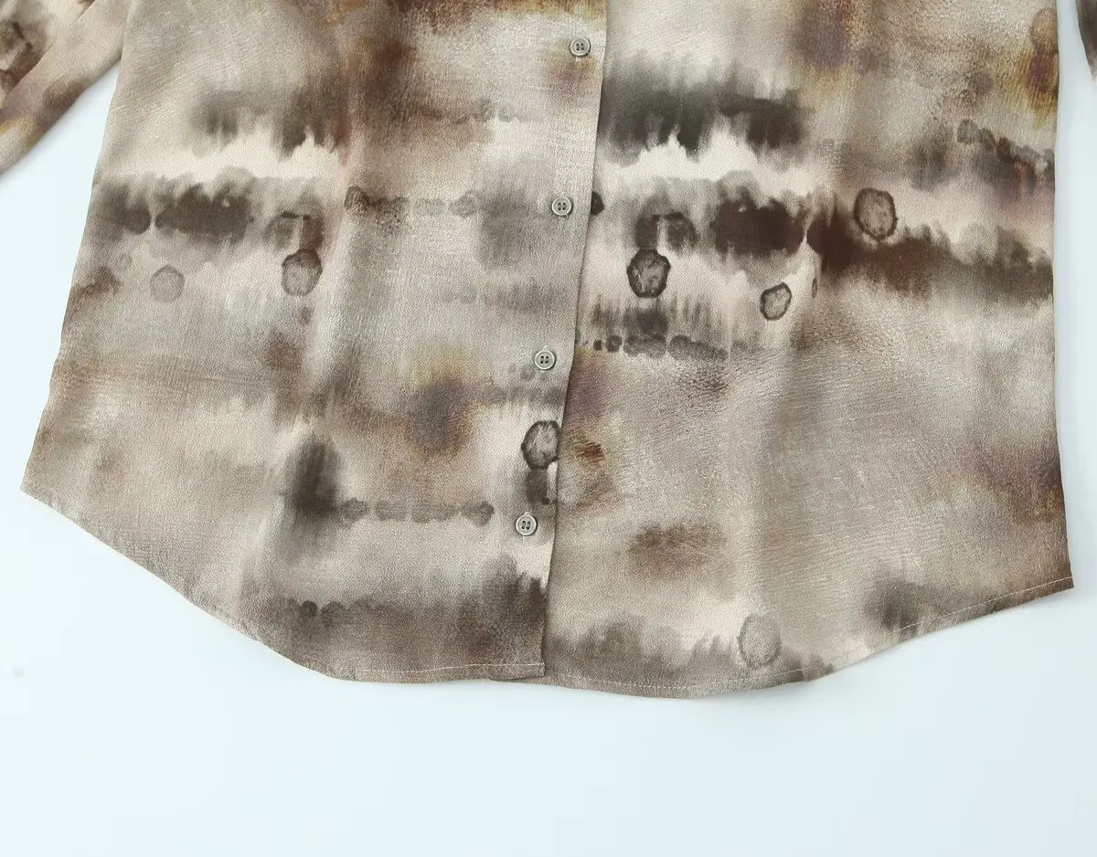 Women's clothing 2025 new fashion casual suits women's clothing European and American style tie-dye printed shirt straight pants