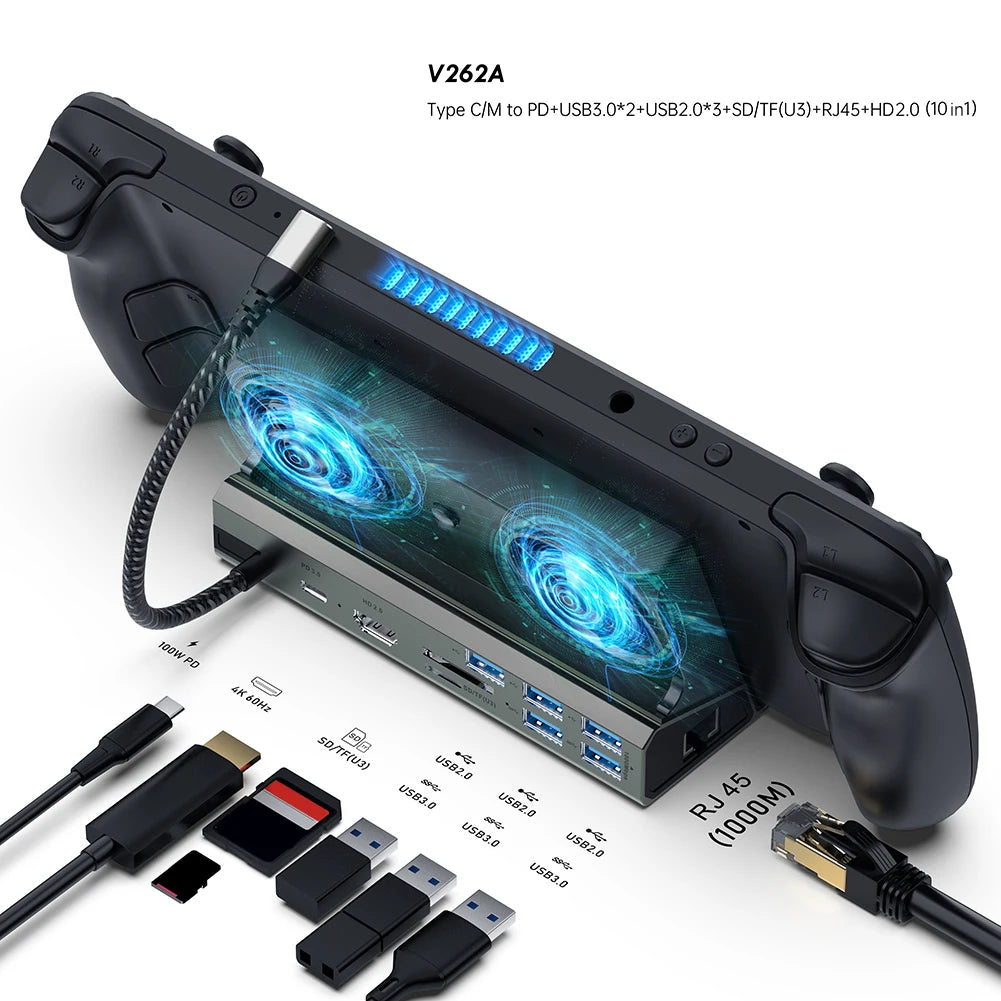 3/9/10/11 in 1 Docking Station Console Hub For Asus ROG Ally 4k@60hz Gigabit Ethernet 1000Mbps Dock Type C USB 3.0 2.0 PD 100W