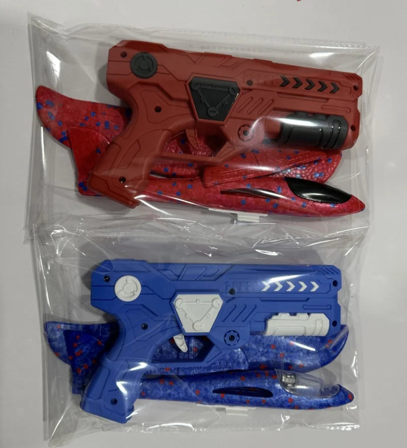 Glowing Foam Aircraft 10M Launcher Catapult Glider Aircraft Gun Toy Children's Outdoor Game Bubble Model Shooting Flying Roundab