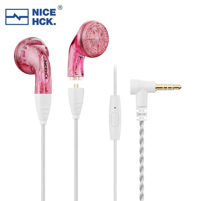 NICEHCK YDX Earbud HiFi Wired Microphone Earphone 14.8mm Dynamic Driver Music Headset With 2Pin Silver Plated OCC Mixed Cable