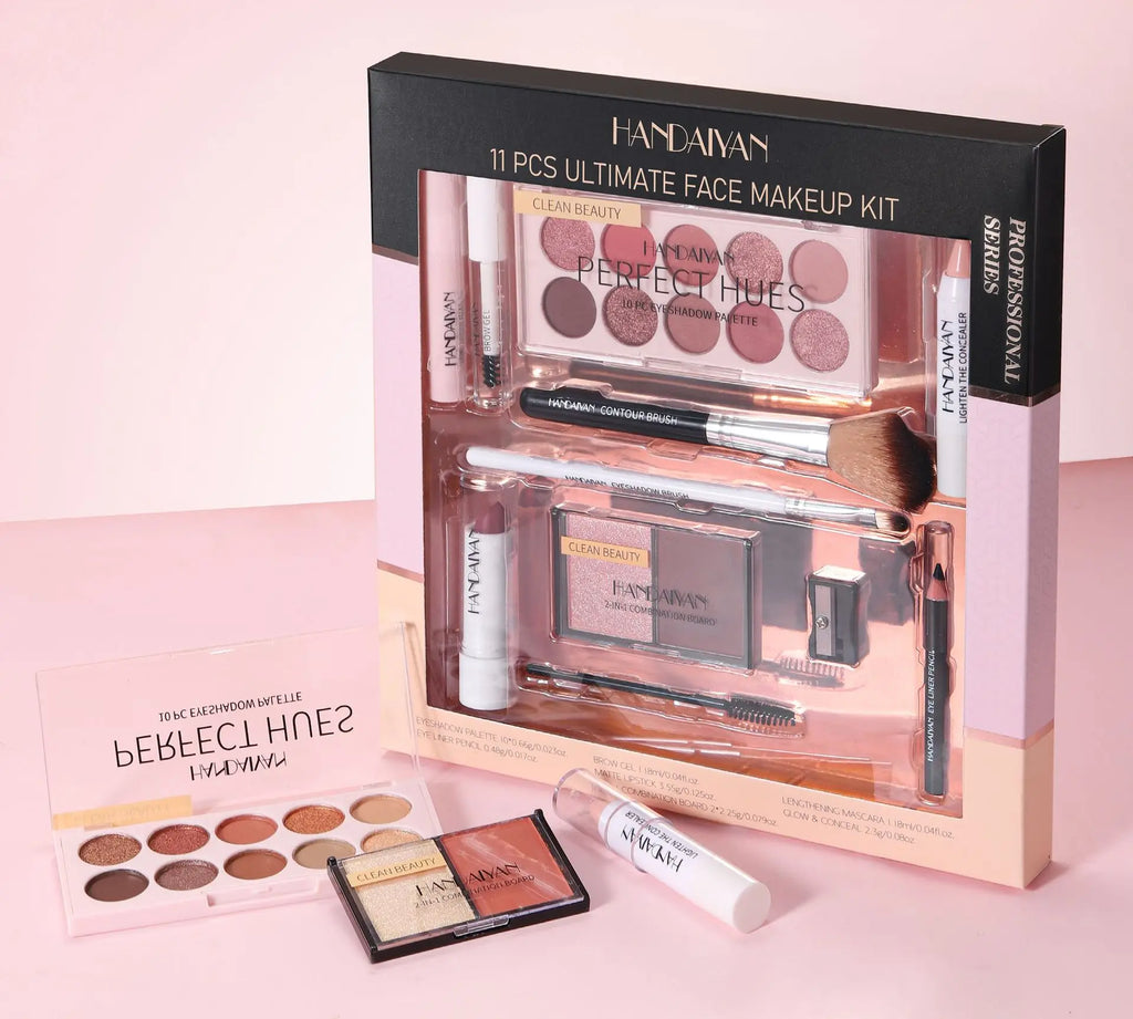 Professional Makeup Kit 11 Pieces Eyeshadow Contour Blusher Set Waterproof Highly Pigmented Smudge Proof Face Cosmetics Collecti