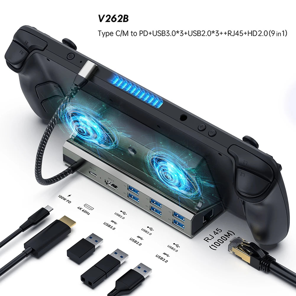 3/9/10/11 in 1 Docking Station Console Hub For Asus ROG Ally 4k@60hz Gigabit Ethernet 1000Mbps Dock Type C USB 3.0 2.0 PD 100W
