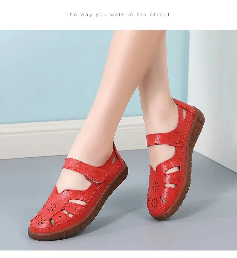 New Summer Women Sandals Ladies Roman Shoes Comfortable Flats Walking Slippers Covered Toe Beach Shoes Fashion White Shose