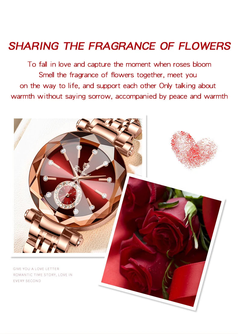 BINBOND Fashion Elegant Women Quartz Watches Original Heart Of The Ocean Design Waterproof Luminous Diamond Lady Casual Watches