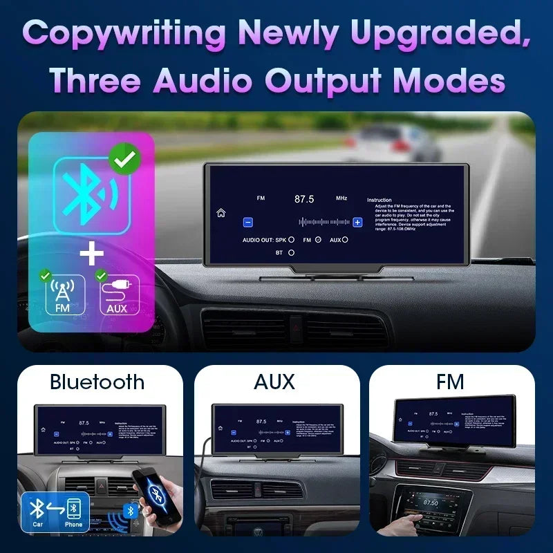 Srnubi 10.26" Dash Cam Rearview Carplay Android Auto 4K DVR Navigation Player Dual Len Recorder Dashboard WIFI BT