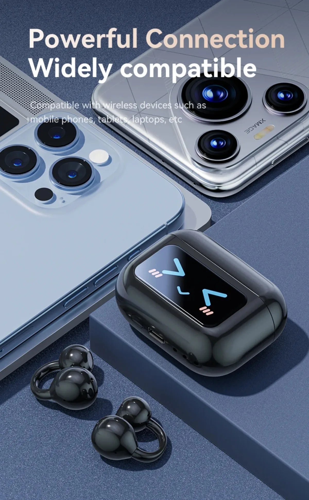 Wireless Ear Clip Earphones with Touch Screen 144 Languages AI Real Time Translation Headphones Smart Bluetooth Earbuds Device