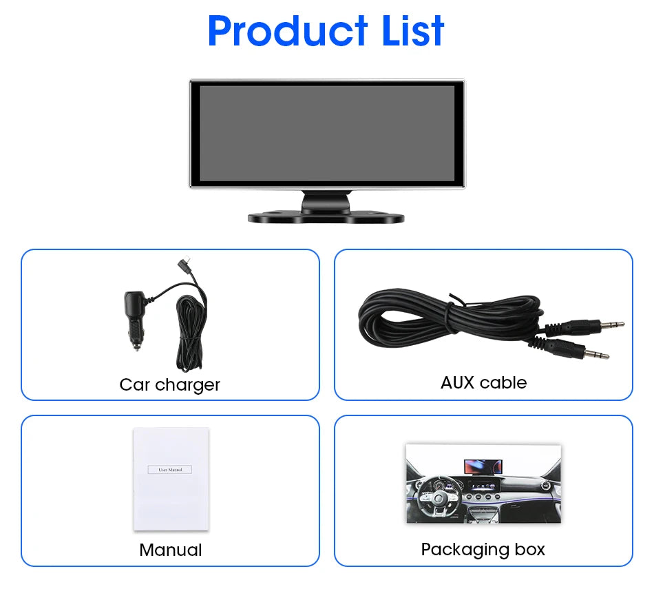 11.26 inch Car DVR 4K Dash Cam Dual Lens Wireless Carplay & Android Auto Video Recorder Monitor GPS Navigation 5G Wifi FM AUX