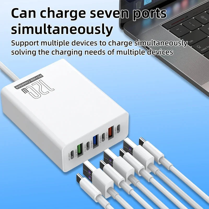 Xiaomi 120W Desktop Phone Charger Adapter Power Multiports USB Type-C Fast Charging EU/US/UK Plug For iPhone Xiaomi Huawei Plug