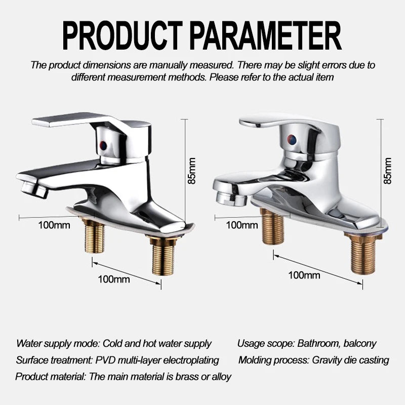 Household Bathroom Basin Faucet, with Dual Control for Hot and Cold Water, Made of High-quality Copper or Alloy Material