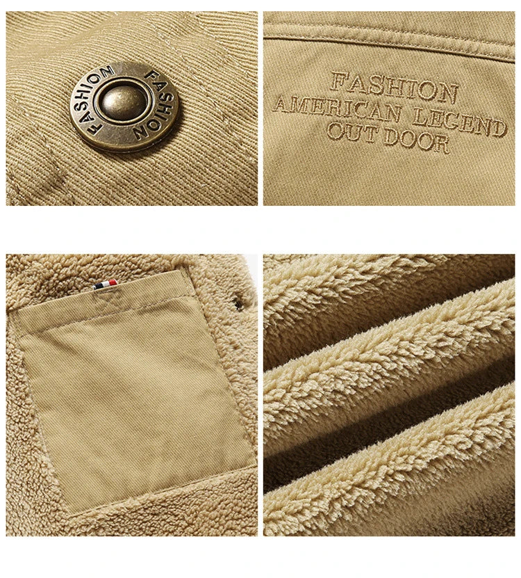 Men 2025 Winter New Fleece Thick Warm Jacket Men Fashion Casual Windproof Coat Men Autumn Outwear Outdoor Fur Collar Jacket Men