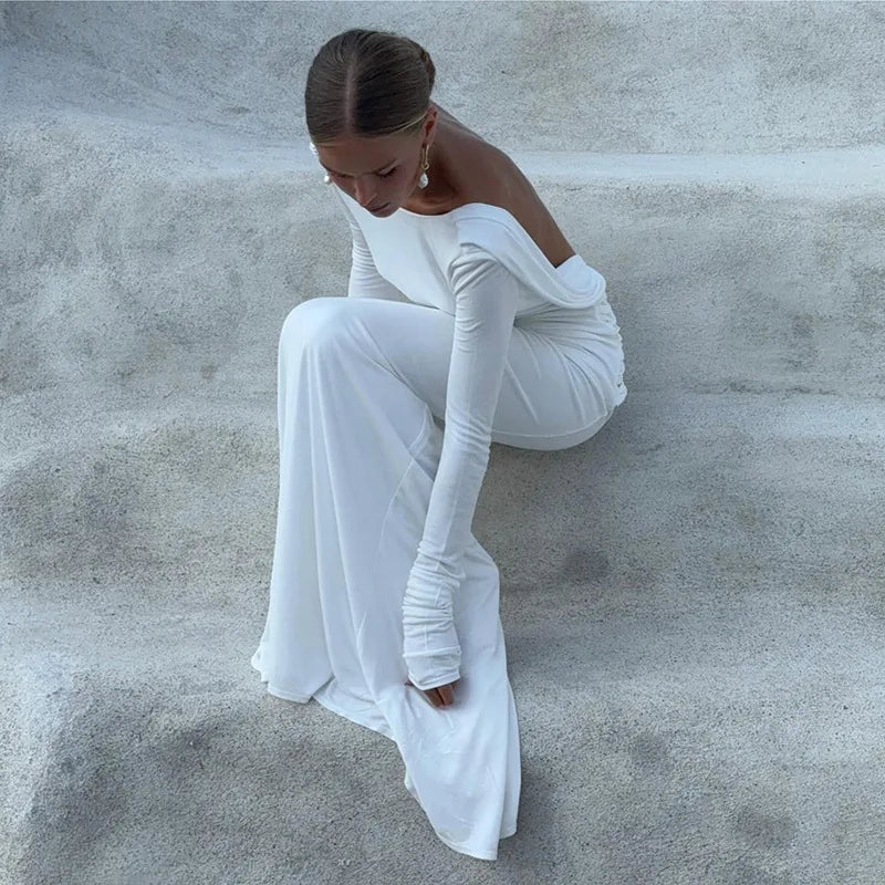 Women's Clothing 2025 Autumn New Style High-end Temperament Sexy Backless Dress Long Skirt Slim Fit Long Sleeved Dress