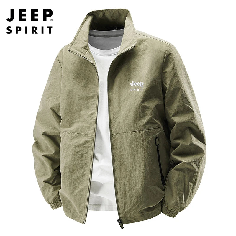 JEEP spirit men's jacket thin spring and autumn leisure stand collar outdoor fashion sports top