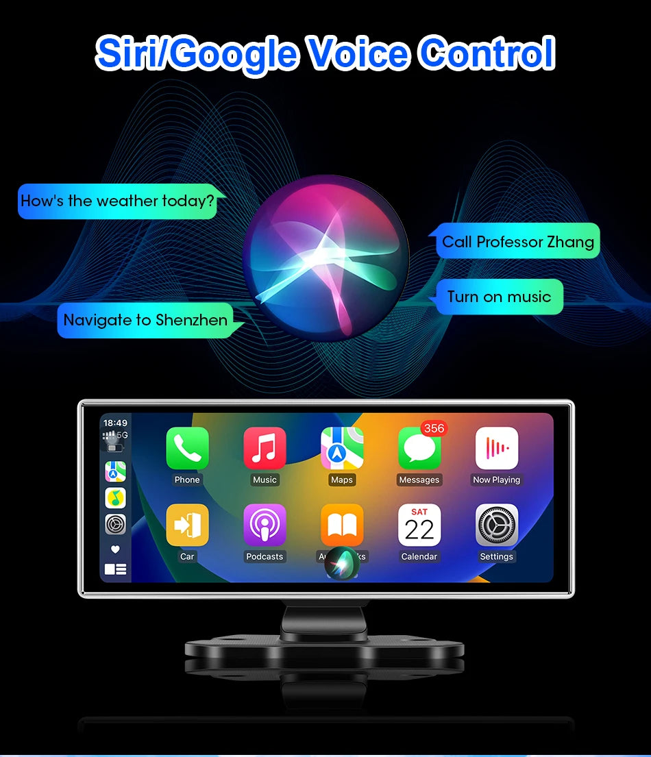 11.26 inch Car DVR 4K Dash Cam Dual Lens Wireless Carplay & Android Auto Video Recorder Monitor GPS Navigation 5G Wifi FM AUX