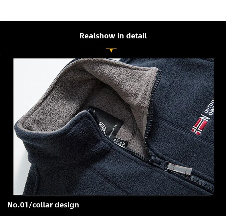 Outdoor Ski Fleece Jacket Men's Autumn And Winter Brand Thick Very Cold Plush Lapel Coat Casual Snow Windproof Sweatshirt Jacket