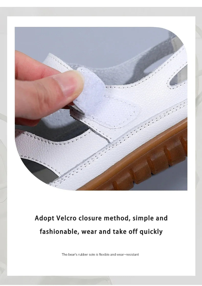 New Summer Women Sandals Ladies Roman Shoes Comfortable Flats Walking Slippers Covered Toe Beach Shoes Fashion White Shose