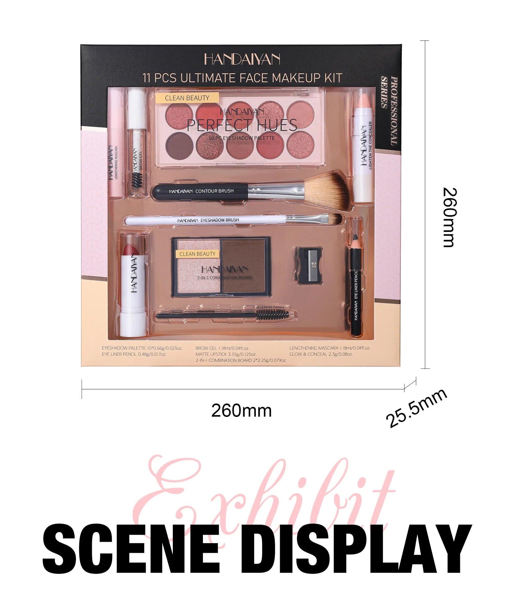 Professional Makeup Kit 11 Pieces Eyeshadow Contour Blusher Set Waterproof Highly Pigmented Smudge Proof Face Cosmetics Collecti