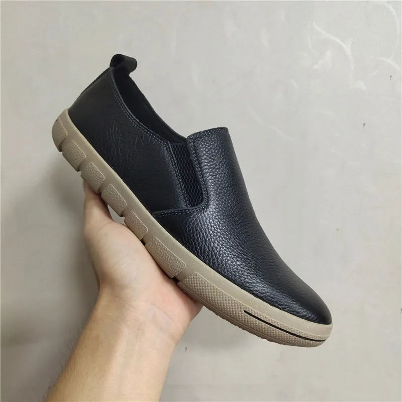 2025 Shoes Man 100% Genuine Leather Man Flat Shoes Casual Loafers Slip On Flats Shoes Moccasins Man Driving Shoes