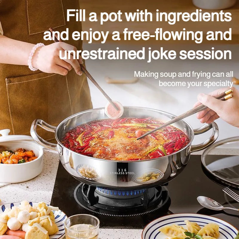 Double-ear Soup Pot Household Thickened 316 Stainless Steel Milk Pot Porridge Pot Small Cooking Pot Steaming Pot Induction