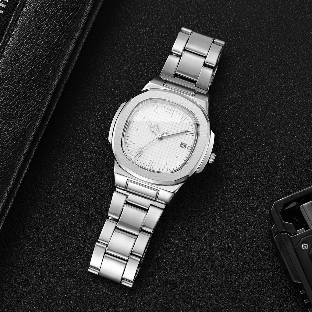 Fashion Square Men Business Watches Simple Calendar Quartz Watch for Mens Clock Reloj Hombre（Without Box）