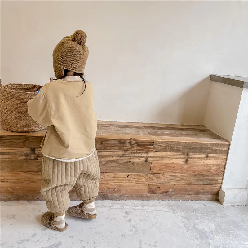 Children's Clothing From 2 To 7 Years Winter Kids Warm Cotton-Padded Trousers Baby Girls Thick Pants Toddler Boys Wear Clothes