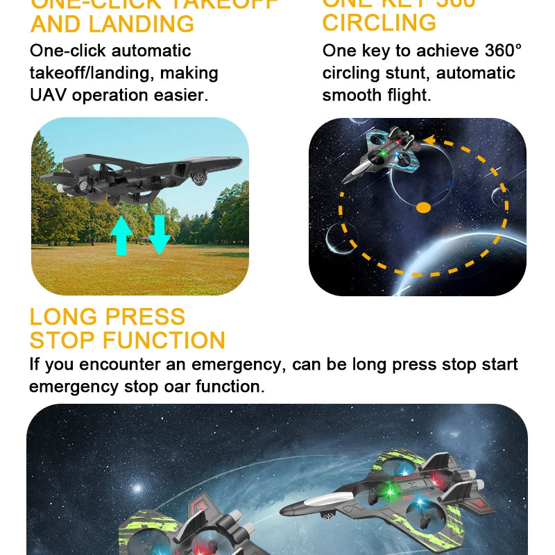 Glider Flying Helicopter RC Hobby Jet Plane 2.4G Stunt Remote Control Foam Fighter Airplane Toy With Light