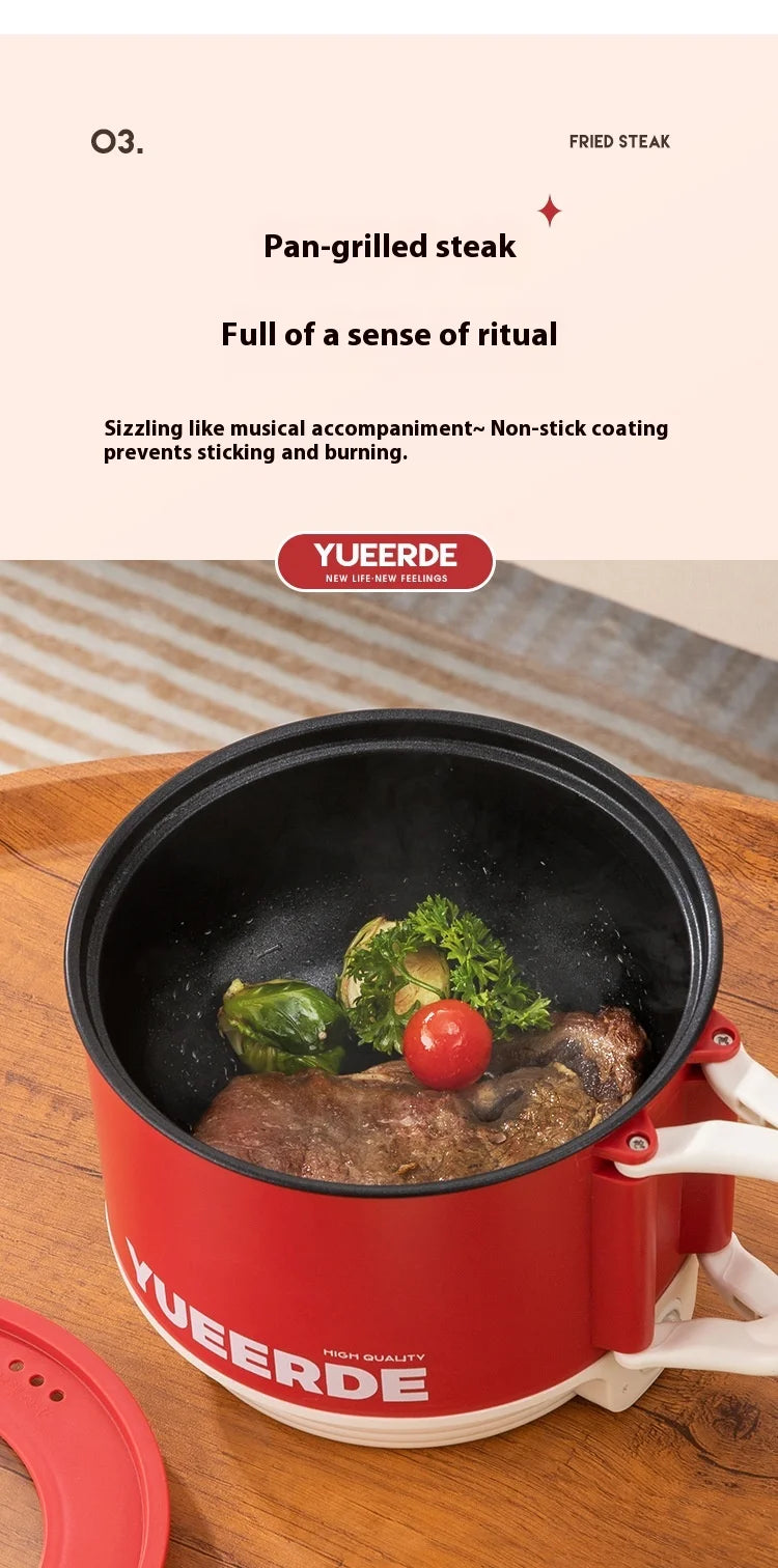 Portable Electric Heating Pot 1.5L Multi-purpose Cooker with Cover Automatic Temperature Control Fast Cooker for InstantNoodles