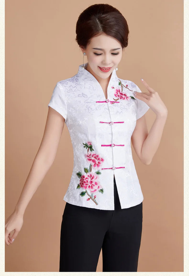 Traditional Chinese Clothing for Women Clothes Qipao Tops Cheongsam Hanfu Ethnic Style Vintage Casual Streetwear Summer