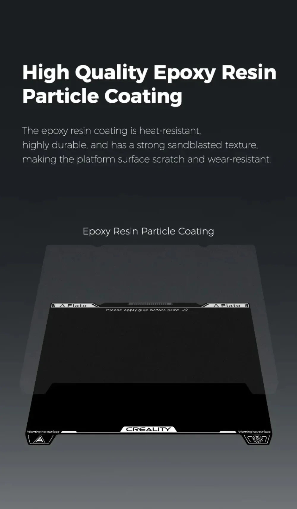 Original Creality Epoxy Resin Build Plate 235X235mm Excellent Adhesion High Flatness Strength for K1C or K1 SE 3D Printer Parts