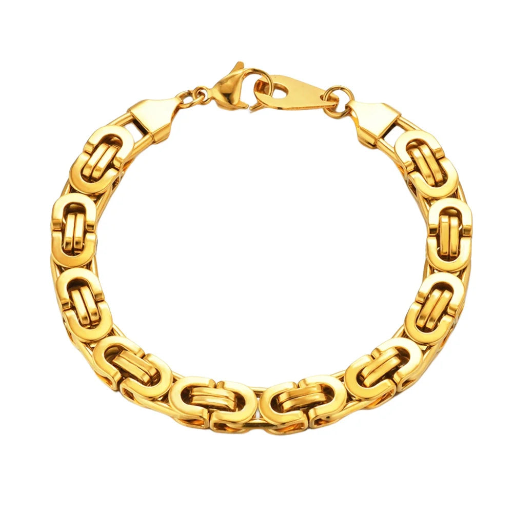 Men's 316L Stainless Steel Male Bracelet Wholesale Gold Silver Color Braclet Chunky Cuban Chain Link Bracelet For Man Jewelry