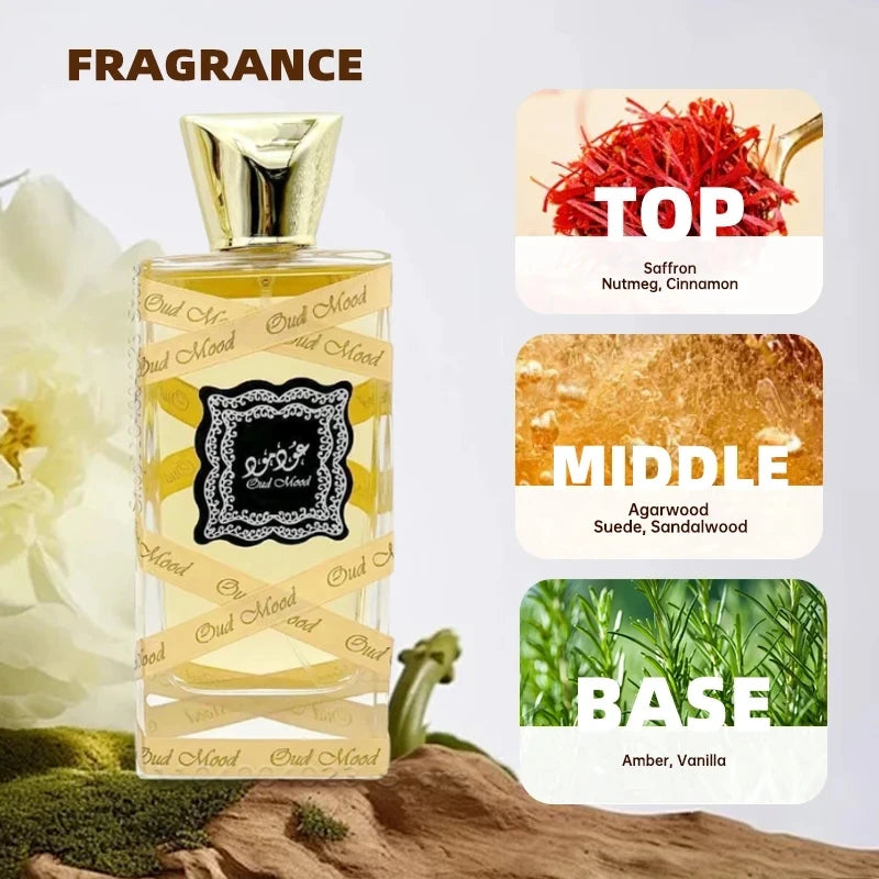 Perfume Oud Mood An Elegant Oriental Eau de Parfum Spray Original Arabic Perfume, Long-Lasting Pheromones Perfume 100ml