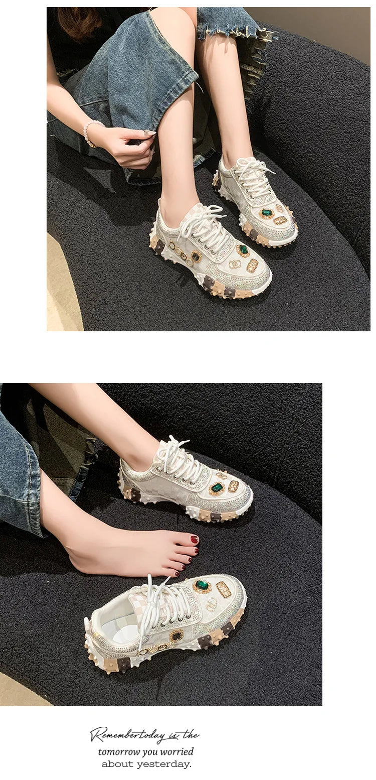 2025 Women Shoes New Rhinestone Women Sneakser Diamond Breathable Casual Designer Sneakers for Women Tenis Shose