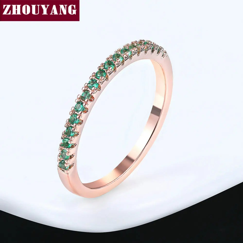 Dainty Wedding Ring For Women Man Concise Classical Multicolor Mini Zircon Rose Gold Color Fashion Jewelry R132 R133 ZHOUYANG