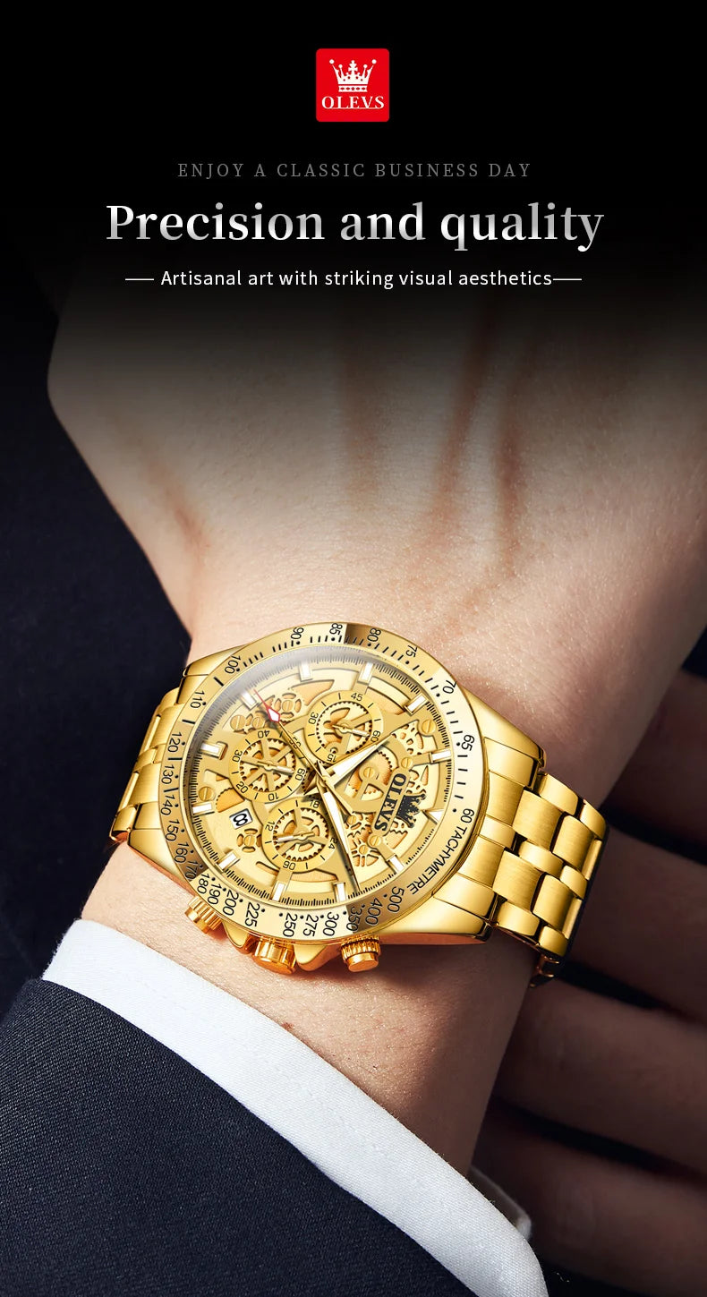 OLEVS 9913  Men's Watches Original Quartz Watches For Men Waterproof Luminous Chronograph Date 24 Hours Watches Luxury Men