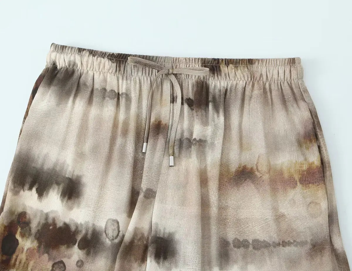 Women's clothing 2025 new fashion casual suits women's clothing European and American style tie-dye printed shirt straight pants