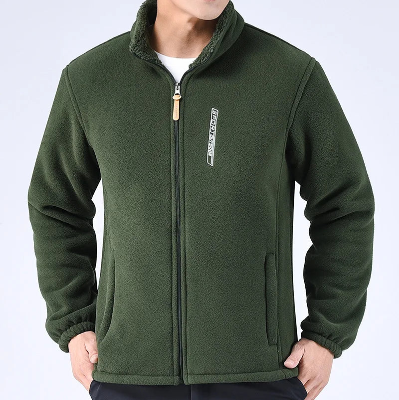 Winter Thicken Polar Fleece Jacket Warmth Windproof Full Zip Up Coat Multiple Zipper Pockets Outdoors Plus Size Jackets Outwear