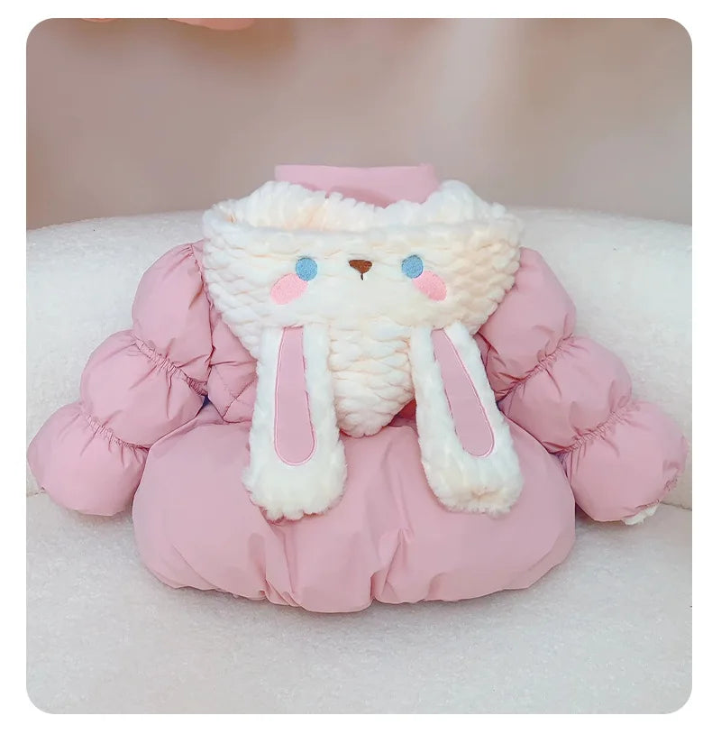 Winter clothing, children's fashionable cotton jacket with plush and thick cotton clothing, baby and girl's cotton clothing