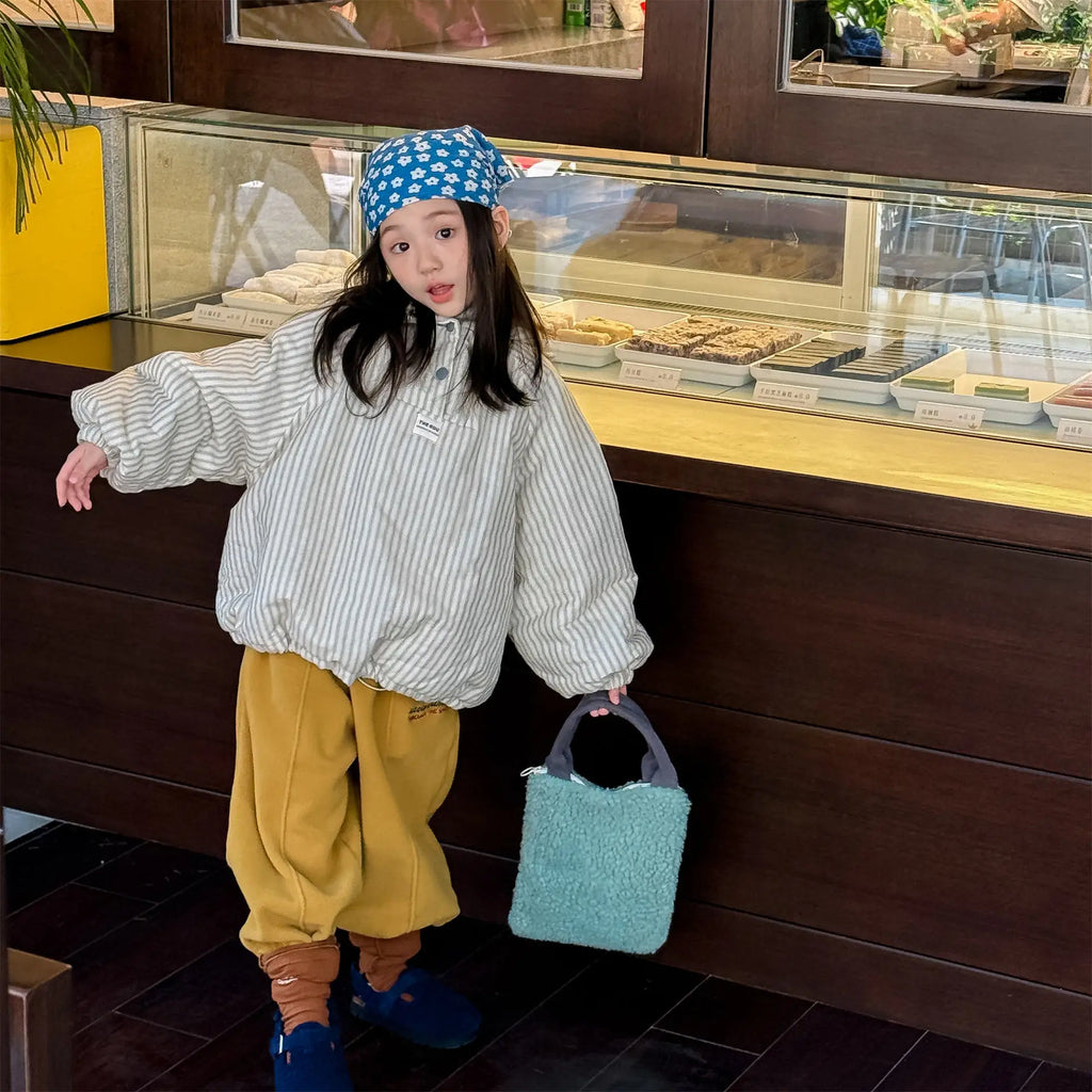 Cotton Clothes 2025 Autumn Winter New Childrens Clothing Korean Style Boys and Girls Fashion Pullover Hooded Cotton Clothes