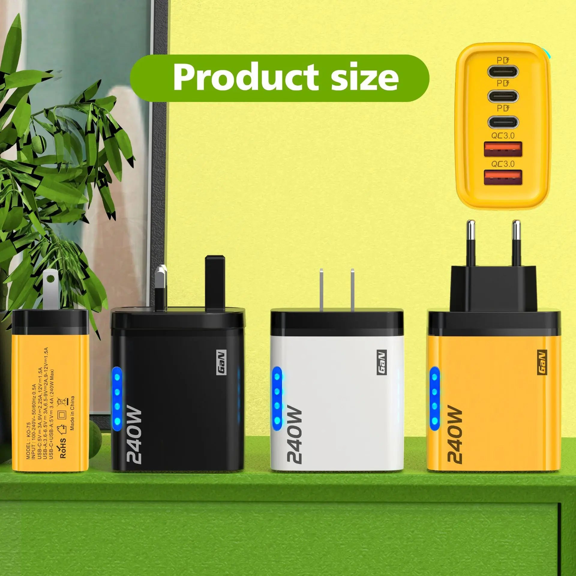 Xiaomi 5 in 1 GaN Desktop Charger 240W Fast Charging Adapter 10A USB To TypeC Cable 3PD 2 USB Charger For IPhone 17 16 15 Pro