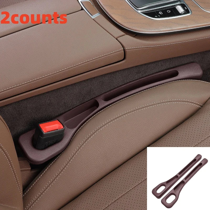 2pc Car Seat Gap Filler Organizer Pu Waterproof Car Seat Gap Plug Strip with 2 Grooves Seat Gap Storage Auto Interior Accessorie