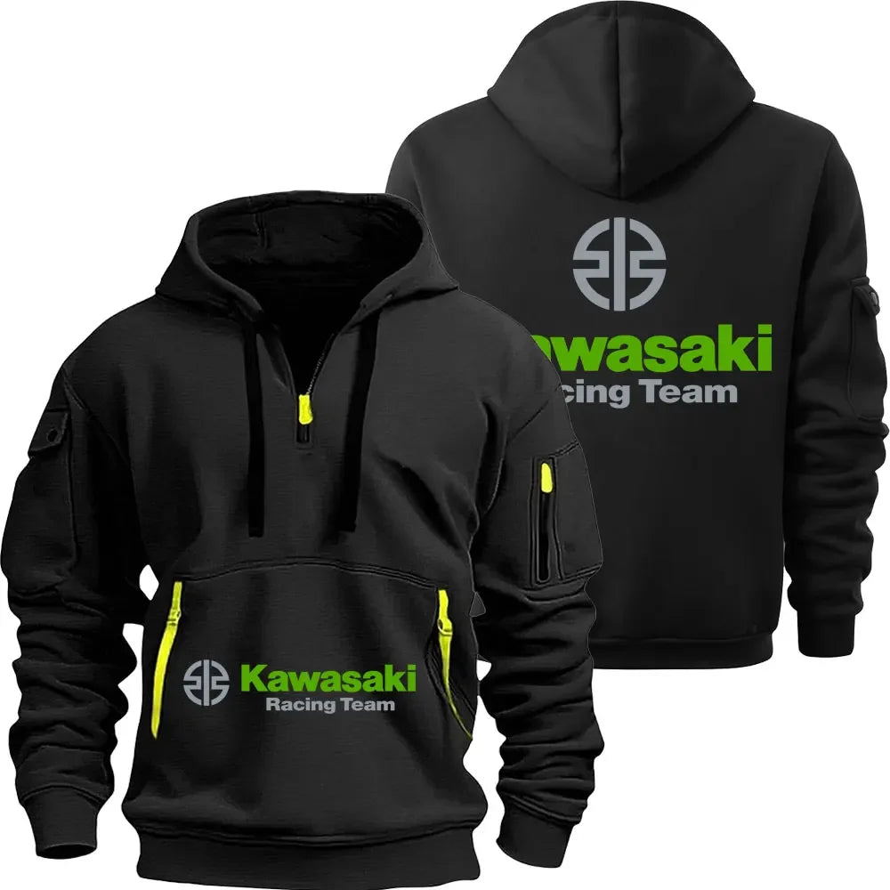 Kawasaki Motorcycle Racing Team Men Half Zipper Hoodie Spring Autumn Male Sweatshirt 2025 New Fashion Pullover Clothes Tops