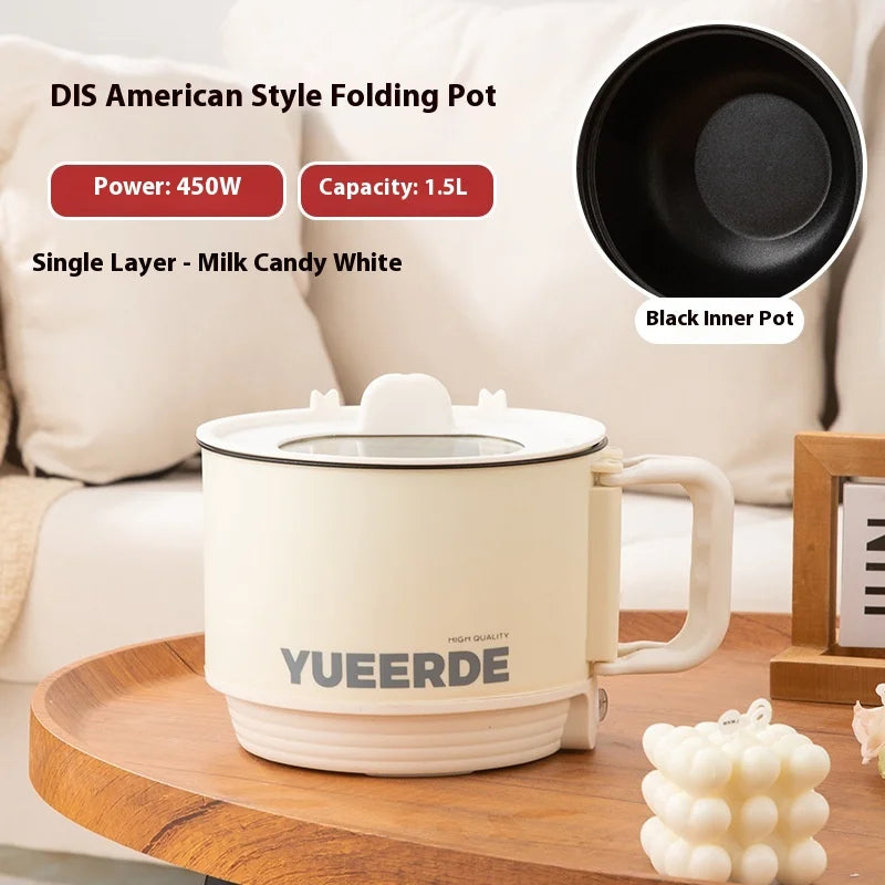 Portable Electric Heating Pot 1.5L Multi-purpose Cooker with Cover Automatic Temperature Control Fast Cooker for InstantNoodles